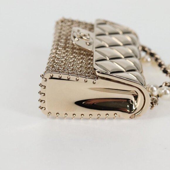 CHANEL Matelasse 2021S Pearl Necklace Metal Gold tone CC Auth 131853SM - Picture 5 of 16